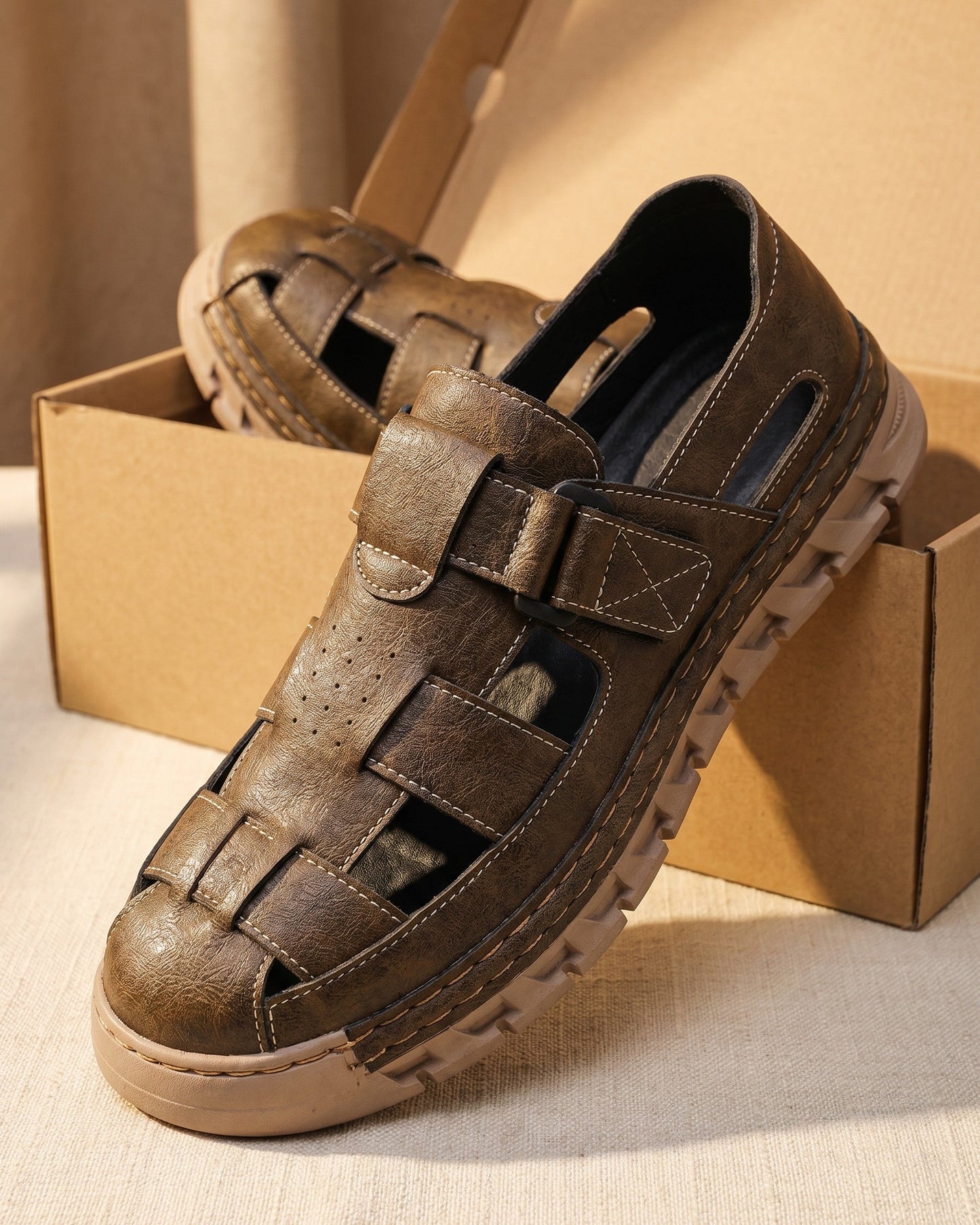 Ciro Leather Closed-Toe Sandals