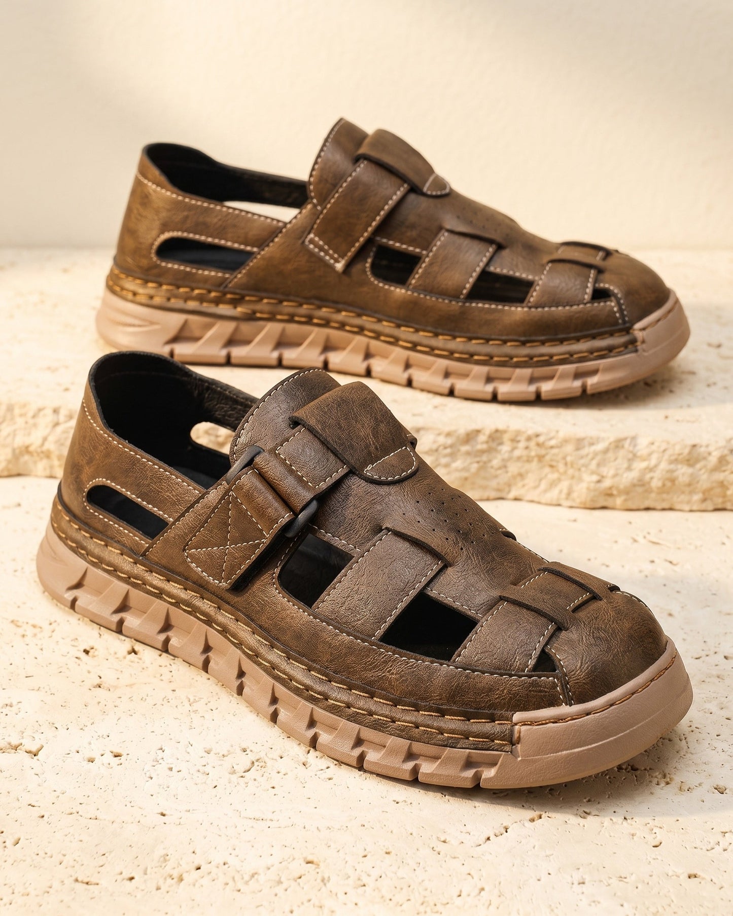 Ciro Leather Closed-Toe Sandals